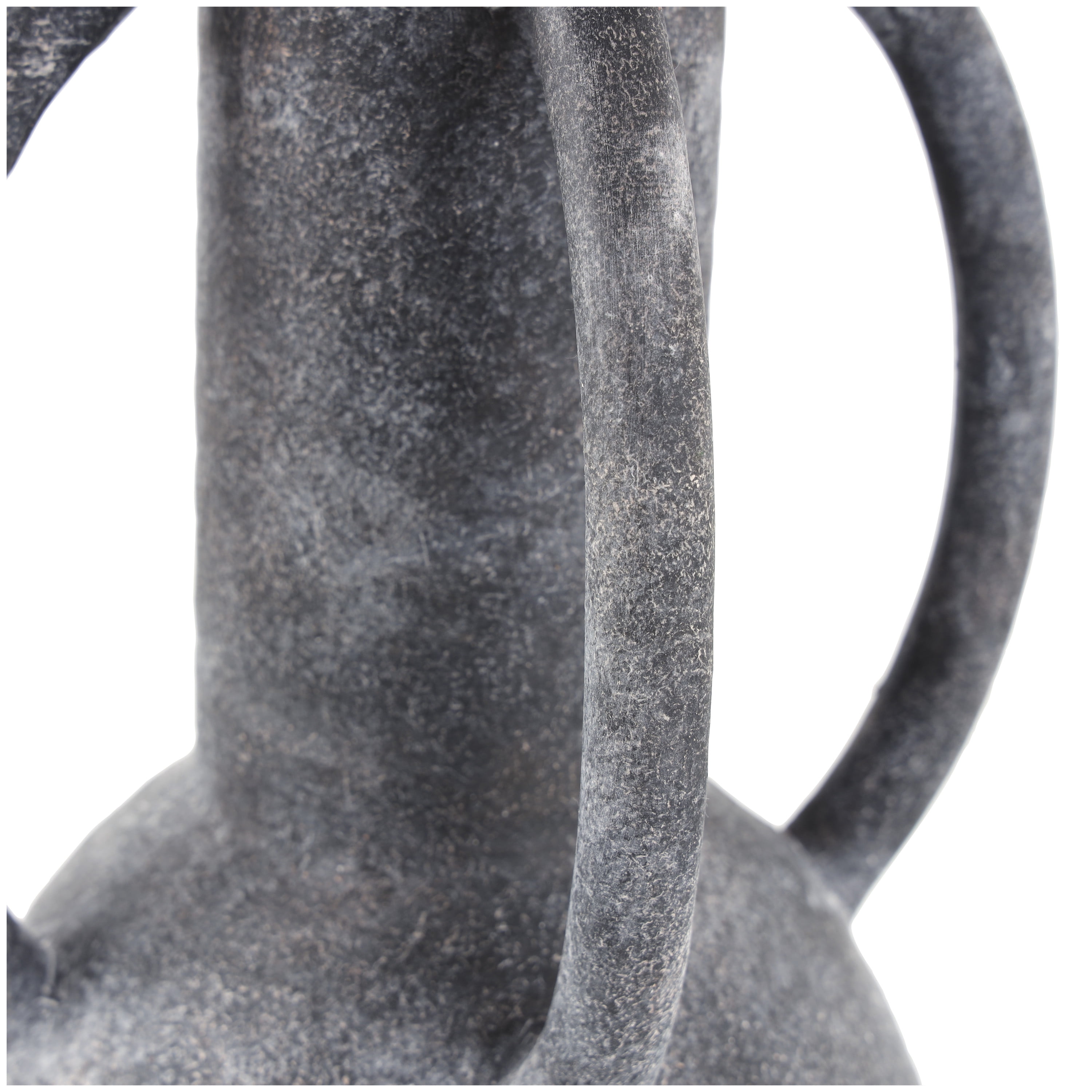 DecMode 15" Textured Whitewashed Gray Ceramic Vase with 4 Handles
