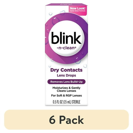 (6 pack) Blink-N-Clean Lens Drops for Any Soft Contact Lens, 0.5 FL OZ