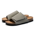 thumbnail image 1 of Men's Cork Sandals Suede Leather Slides Non-Slip Beach Shoes, 1 of 11