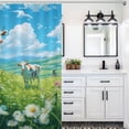 thumbnail image 6 of Farmhouse Highland Cow Funny Cattle And Flower Shower Curtain Modern Home Bathroom Bathtub Decor Waterproof Fabric with 12PCS Hooks, 6 of 8