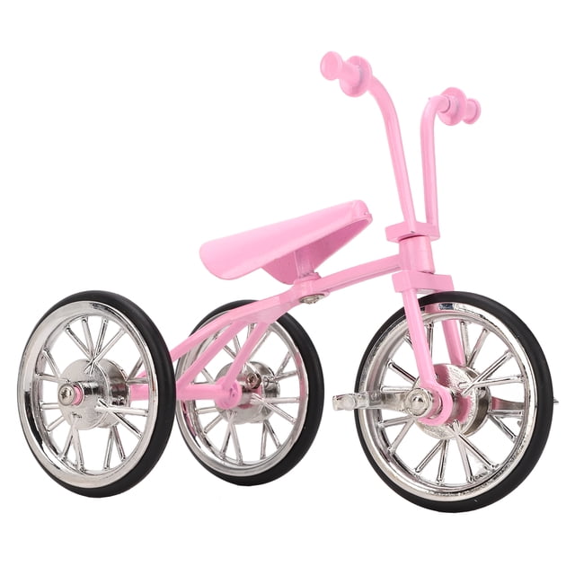 Modelo de triciclo de juguete de aspecto rosa, adorno de triciclo de diseño simulado, aleación resistente al desgaste, adorno de triciclo de juguete DIY para coleccionar