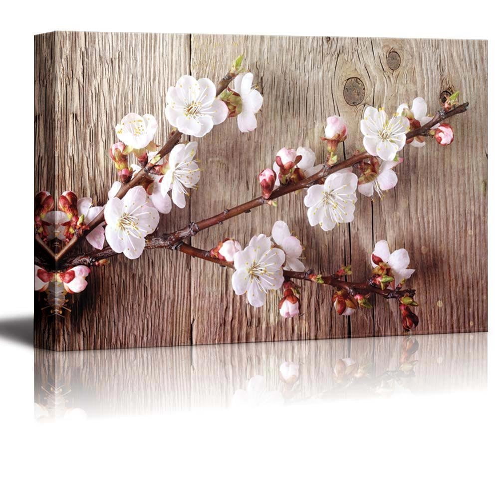 Rustic 12x10 FT Vinyl Backdrop PhotographersSweet Spring Flowering Tree Branch on Weathered Wooden Blooming Orchard Image Background for Baby Birthday Party Wedding Graduation Home Decoration 