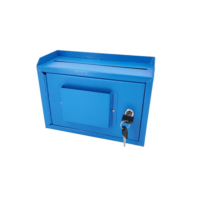 10 x 7.2 x 3",Multipurpose, Metal Donation Box,Cash and Mail Box,Suggestion Box 15211 blue