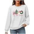 thumbnail image 4 of Womens Waffle Sweatshirts Christmas Loose Crewneck Long Sleeve Shirts Merry Christmas Printed Sweaters Casual Fashion Xmas Holiday Party Pullover Tops, 4 of 6