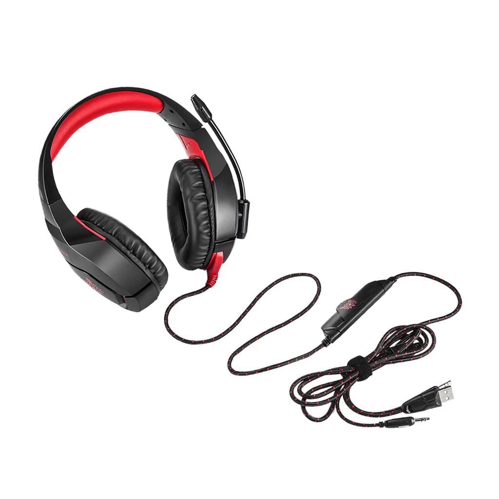 slecht humeur Ontaarden Vierde Stereo Gaming Wired Headset Noise-cancelling with for PC Black Red -  Walmart.com