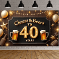 thumbnail image 5 of Yatrandify Retro Design Happy Birthday Banner Gold Accents 40th Birthday Cheers Beers Celebration for Adult Party Funny Events, 5 of 8
