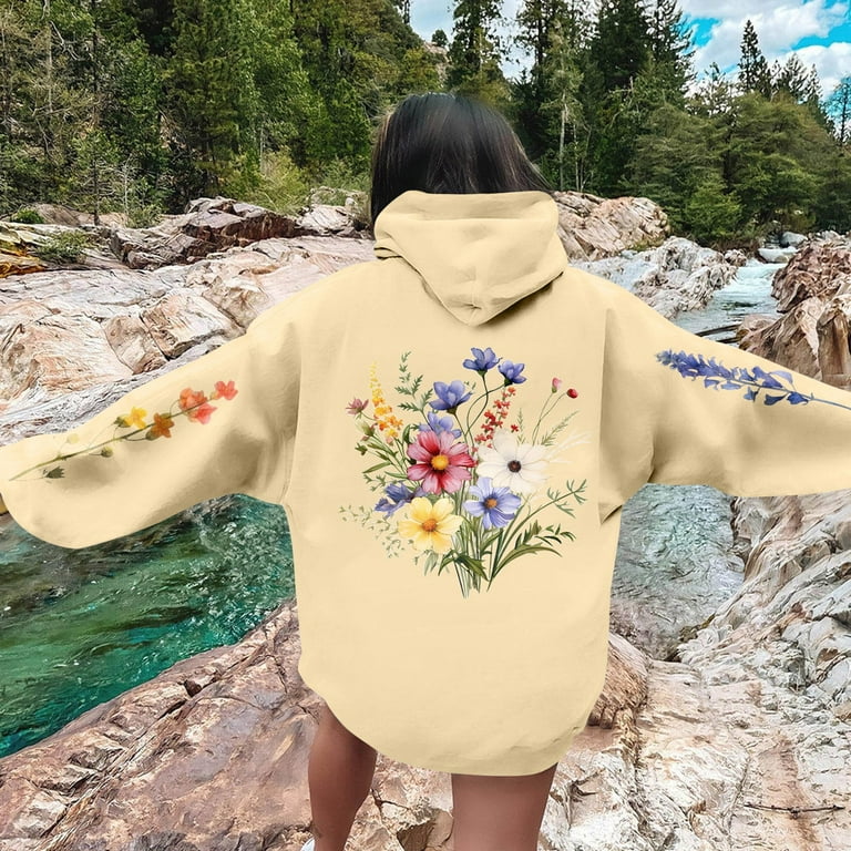 トップス licht bestreben FLOWER EMBROIDERY SWEAT Hand Embroidered Floral Green Crewneck Sweatshirt, Autumn