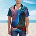 thumbnail image 2 of Vsdgher Vibrant Fluid Motion Art Print Men's Hawaiian Shirts Button Down Tropical Holiday Beach Shirts Vacation Clothes,XX-Large, 2 of 7