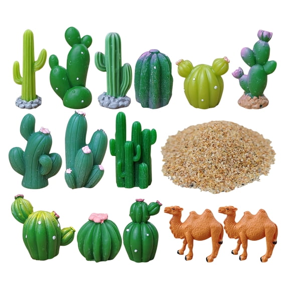 OFFIGAM Multi-Color Cactus Figurines Resin Desert Decor for Home, Office, Garden, and Craft Projects
