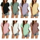 thumbnail image 5 of Minnieouse Camiseta de mujer con volantes de Color sólido cuello lindo pulóver blusa trabajo nocturno viaje básico verano moda Top ropa Prendas para la parte del cuerpo Amarillo M Minnieouse AP011064-17, 5 of 6