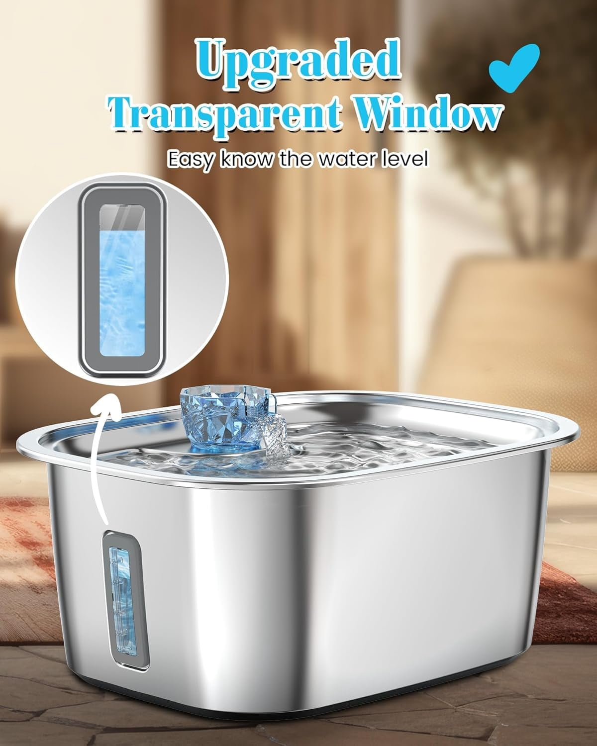 3 Galon Stainless Steel Dog Water Fountain for Large Dogs, Pet Water Fountain with 2 Filters, Automatic Dog Fountain Dog Water Bowl Dispenser Indoor, Quiet Pump, Dishwasher Safe