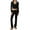 Black, variant on Women's 2 Piece Sets Ribbed Knit Lounge Fall Winter Oversize Workout Sport Gym Vacation Travel Casual Comfortable Sets Full Zip Crop Hoodies Sweater Pants Matching Tracksuit Outfits with Pockets