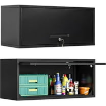 Wall Cabinet with 1 Door, Wall Mounted Garage Tool Cabinets, Small Metal Floating Cabinet for Garage, Home Office, Kitchen and Pantry