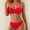 Red, variant on Strapless Bandeau Bikini Two Piece Swimsuit with Geometric Accent High Waist Bottom Red S