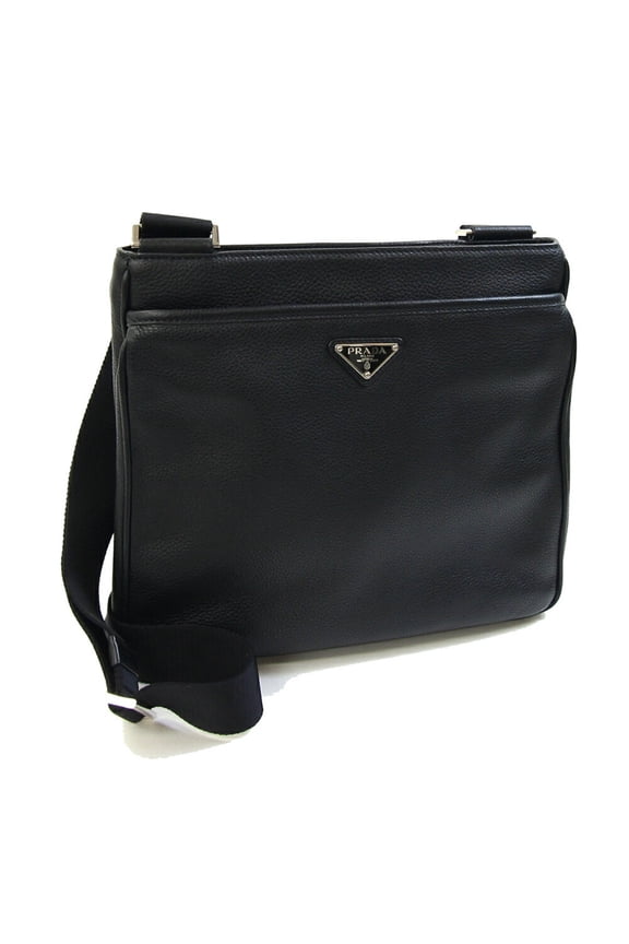 Pre-Owned Prada Shoulder Bag 2VH019 Black Leather Crossbody Men's PRADA