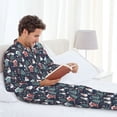 thumbnail image 6 of Naloa Christmas Village Men’s Pajamas Set - Long Sleeve Button Down Sleep Shirt and Pajama Bottoms Sleepwear Set-Medium, 6 of 7