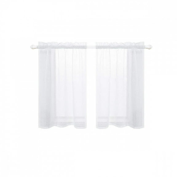 1/2Pcs Waterproof Sheer Short Curtains for Living Room Solid Colour Voile Panels Kitchen Cafe Tulle Window Treatments Rod Pocket