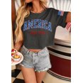 thumbnail image 3 of For G and PL Women's 4th of July American Flag Crop Top USA Stars and Stripes Memorial Day Short Sleeve Tee Shirts, 3 of 7