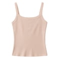 thumbnail image 4 of NIEWTR Girls Ribbed Knit Tank Tops Slim Fit Crew Neck Sleeveless Shirts Kids Summer Camisole Basic Undershirts(A-Beige,11-12 Years), 4 of 4
