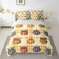 thumbnail image 2 of Erosebridal Chic Autumn Pumpkin Bed in a Bag King Size,Harvest Fruit Bed Set,Fall Grids Printed Bedding King Size,Lightweight Bedroom Decorative Reversible,7 Pieces, 2 of 7