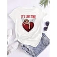 thumbnail image 3 of Women's "It's Love Time" Cupid & Heart Graphic Tee - Casual Black Round Neck Short Sleeve Top, Perfect Valentine's Day Gift, Casual Wear|Playful Des Tee Tee For Adult, Men, Women, Teen, Teenager, Ado, 3 of 8