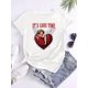 thumbnail image 3 of Camiseta estampada "Es hora del amor" para mujer: Cupido y corazón. Top informal negro de manga corta y cuello redondo. Regalo perfecto para San Valentín. Ropa informal. Diseño divertido. Para adulto, 3 of 5