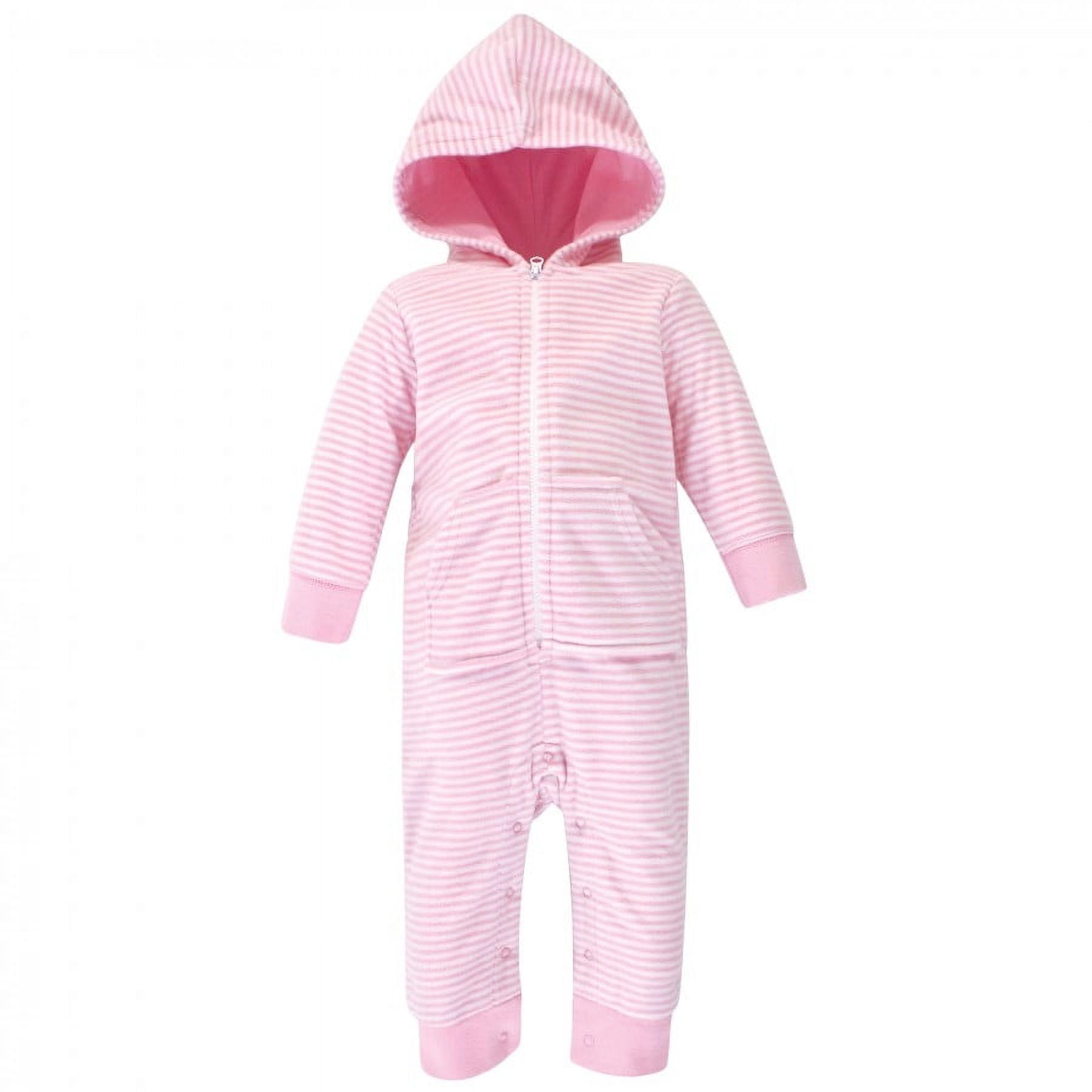 Hudson Baby Infant Girl Fleece Jumpsuits, Coveralls, and Playsuits 2pk, Navy Rose, 9-12 Months