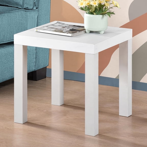 Kings Brand Furniture Zayne Modern Square Wood Parsons Side End Table for Bedside Use, Nightstand, Bedroom, Living Room, or Office (White)