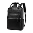 thumbnail image 2 of Mochila informal de negocios ligera de gran capacidad con bolsa para baquetas de cuero PU negro, 2 of 9