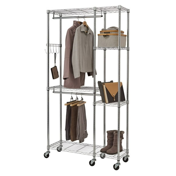 TRINITY EcoStorage Mobile Closet Organizer | 41”W x 14”D x 77”H | Chrome