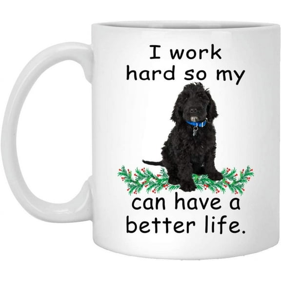 Funny Pet Lover Gifts Labradoodle Black Can Live Better Christmas 2022 Gifts White Coffee Mug White 11oz
