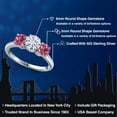 thumbnail image 2 of Gem Stone King 925 Sterling Silver White Moissanite and Pink Tourmaline Engagement Ring for Women | 1.84 Cttw | Round 6MM | Gemstone Birthstone | Size 7, 2 of 7