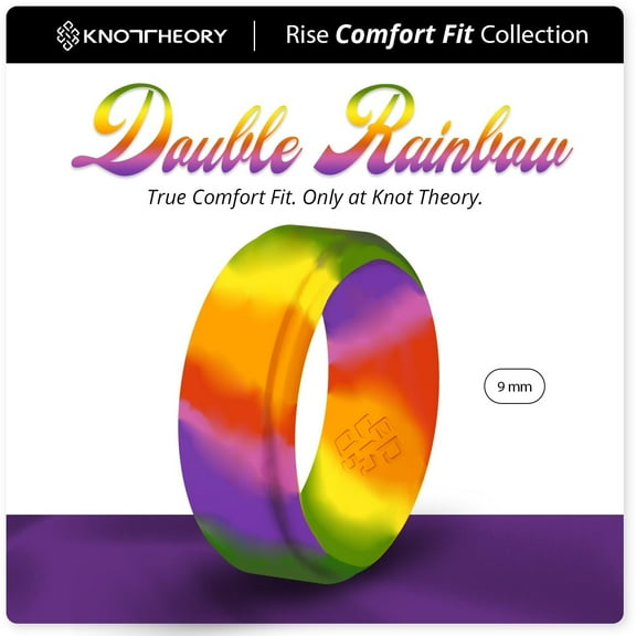 Double Rainbow Step Edge Breathable Silicone Ring 9mm Bandwidth