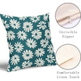thumbnail image 4 of Teal Pillow Covers 20X20 Inch White Floral Daisy Geometry Decorative Couch Pillow Cases Spring Summer Flower Decorative Throw Pillows Set of 2 Rustic Home Decor for Room Couch Porch Patio, 4 of 6