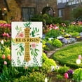 thumbnail image 5 of He Is Risen Easter Garden Flag - Religious Cross, 12 x 18 Inch Double Sided Burlap Cross Pink Green Floral Yard Flags for Outside Christian Spring Outdoor Decorations, 5 of 6