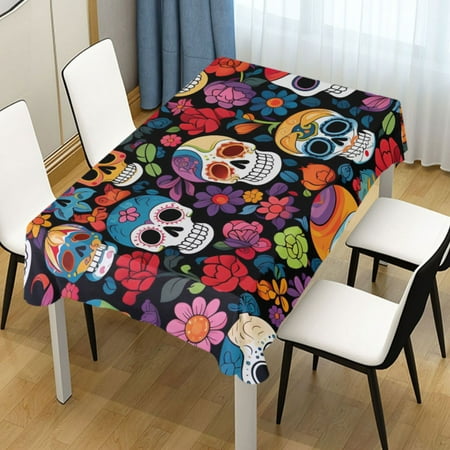 

Ryvnso Skulls and Roses Flowers Rectangle Table Cloth Tablecover Dinning Tablecloth 60 x120