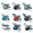 thumbnail image 3 of K-KED 5PCS Bee Mixed Natural Stone Body Abalone Wings Vintage Silver Pin Brooch-Gold Sand Stone, 3 of 9