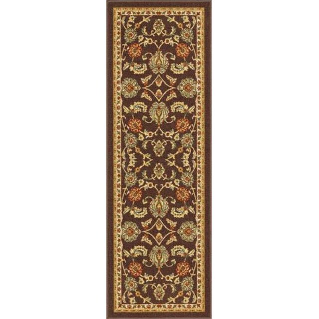Well Woven 6633-2L Tabriz Traditional Non Slip Washable Runner Rug, Brown - 2 ft. 7 in. x 12 ft.
