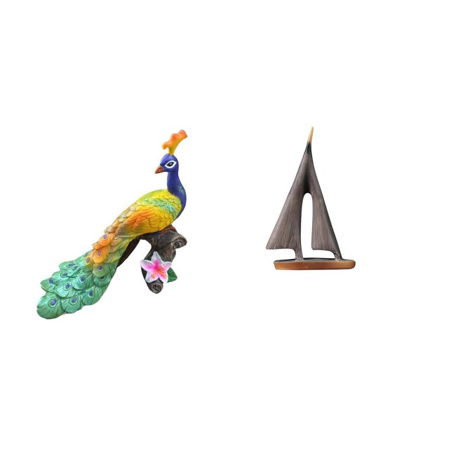 Estatua del pavo real,Estatua de pavo real,adorno de escritorio creativo y divertido,Escultura de velero,Estatua de velero Decoración de velero Barco de vela,Figura de velero modelo escultura