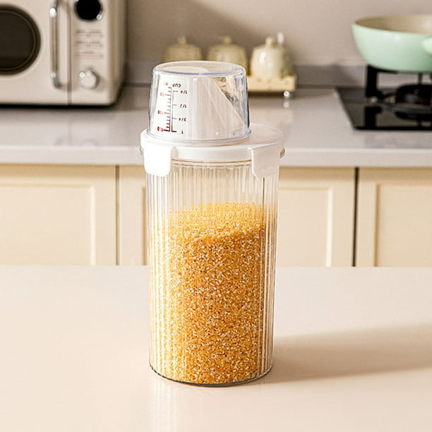 Recipiente para arroz de grado alimentario con sellado hermético • Contenedor de harina y cereales de cocina de 10L • Almacenamiento de cereales de plástico transparente para alimentos
