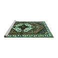 thumbnail image 2 of Ahgly Company Machine Washable Indoor Square Persian Turquoise Blue Traditional Area Rugs, 4' Square, 2 of 4
