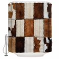 thumbnail image 2 of Abstract Cowhides Bathroom Curtain 78 Inch Shower Curtain with Hooks, Brown Beige Animal Fur Texture Waterproof Polyester Bath Curtain Washable Bathtub Curtain 72''x 78'', 2 of 6