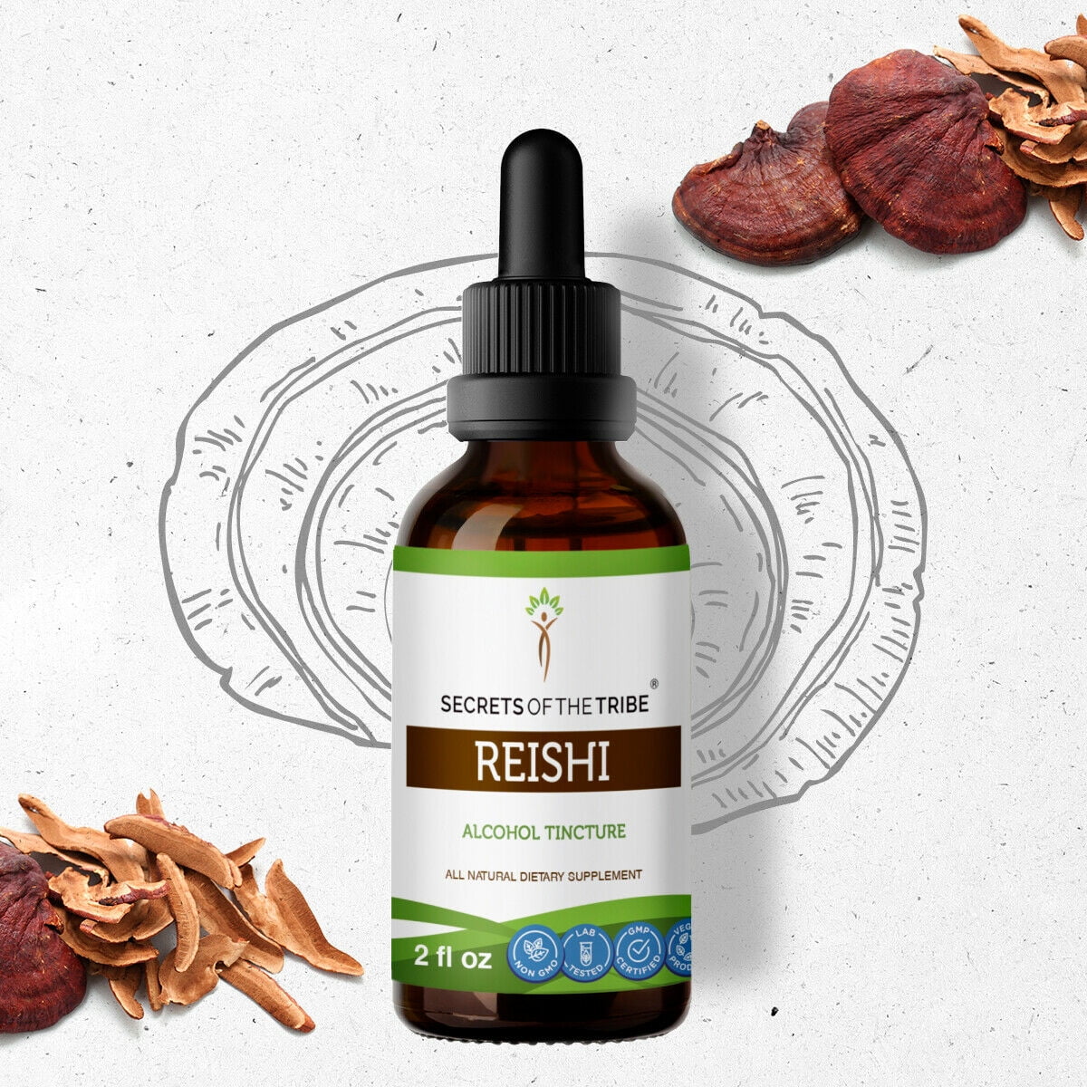 Reishi Tincture Alcohol Extract, Organic Reishi Mushroom Ganoderma