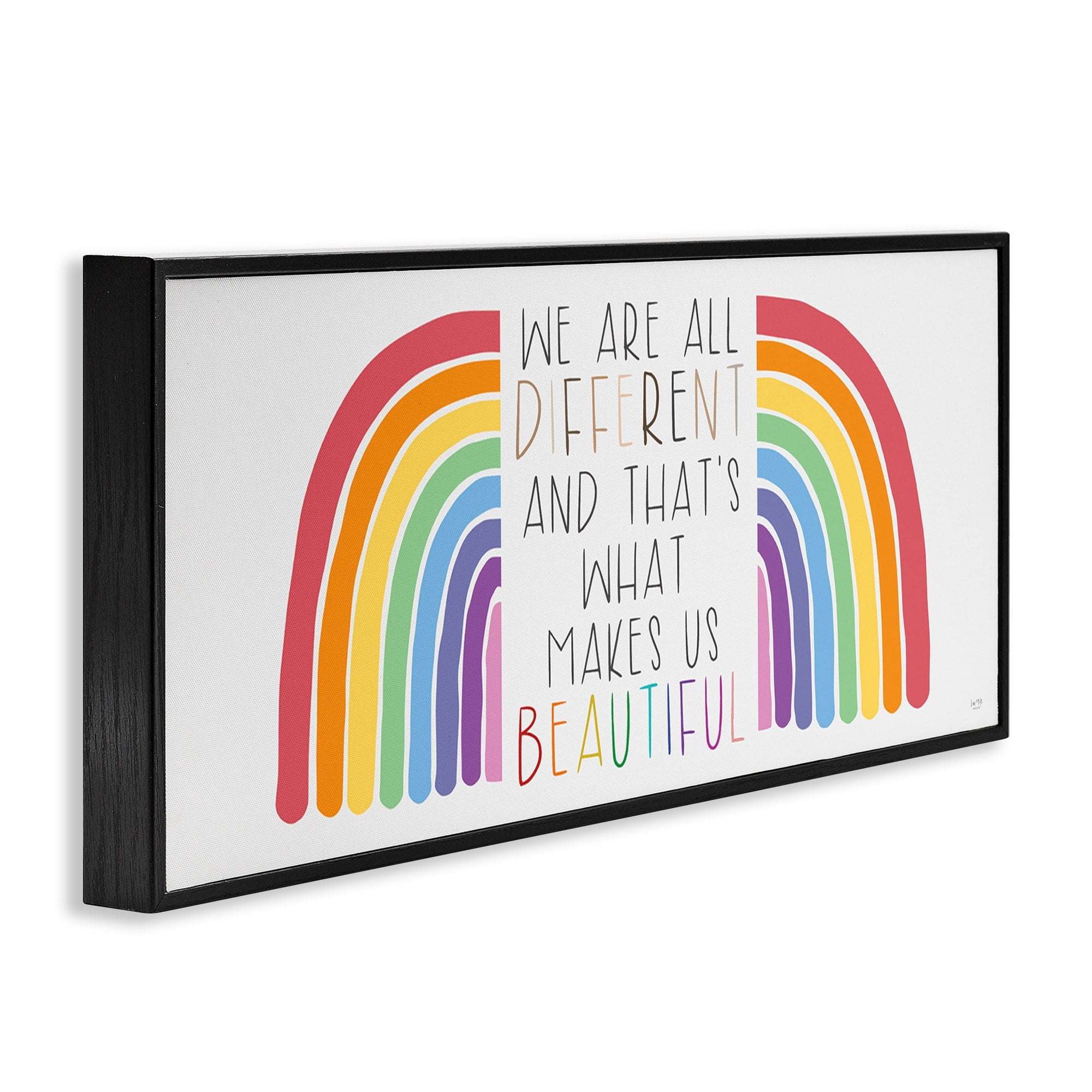 Stupell Industries Bold Rainbow Different Is Beautiful Inspirational Quote , 24 x 10, Design by Lux + Me Designs