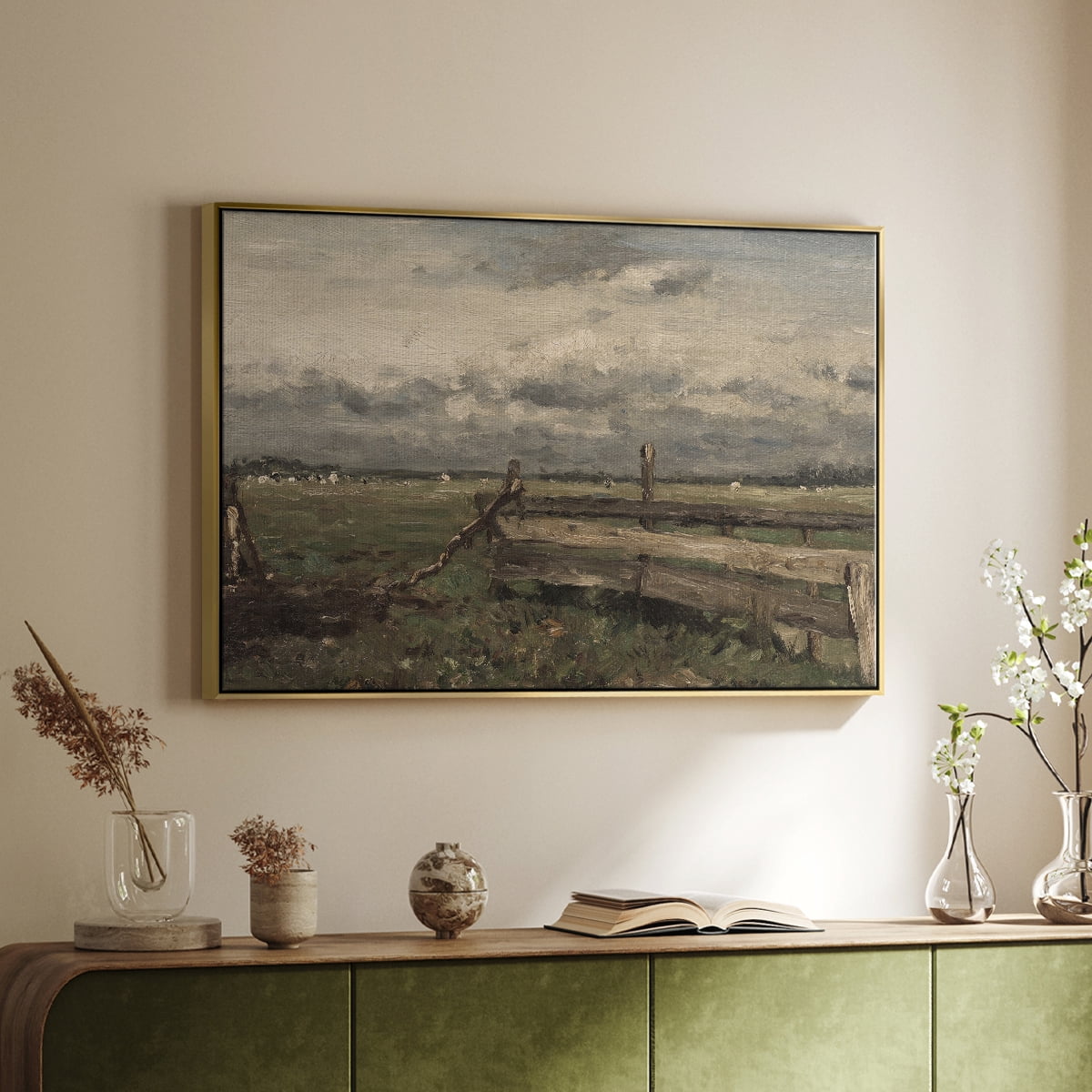 Vintage Landscape-CCCVI By Wexford Home Framed in Gold Wood Gallery Wrapped Canvas 27 in. x 41 in.