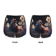 thumbnail image 3 of Fuzoiu White Purple Flower Chicken Print Women's Athletic Shorts, Double-Layer Running Shorts with Pocket,Women's Workout Shorts for Yoga, Gym, and Workouts-Large, 3 of 7