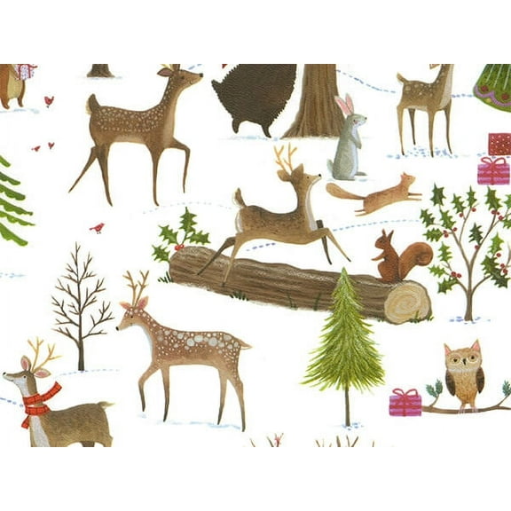 Pack of 1, Christmas Woods 26" x 417' Half Ream Roll Gift Wrap For Christmas, Holiday & Events, Made In USA