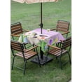 thumbnail image 3 of Purple Easter Outdoor Tablecloth - 60x60 Inch Square Dining Table Cover, Spring Botanical Floral Rabbit Butterfly Waterproof Outdoor Table Cloth with Umbrella Hole & Zipper for Picnic/Patio/Party, 3 of 7