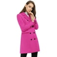 thumbnail image 4 of INSPIRE CHIC Women's Notched Lapel Collar Double Breasted Mid Length Overcoat, 4 of 7