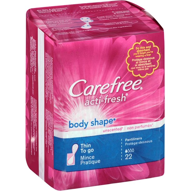 CAREFREE ActiFresh Body Shape Thin To Go Pantiliners, Unscented 22 ea
